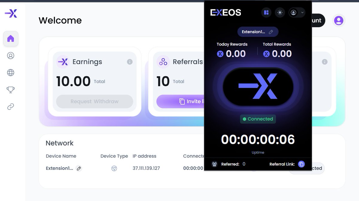 AirdropWhaleX's tweet image. New depin Airdrop full early join now and earn reward for future airdrop 

Registration link is here 👇👇👇:
app.exeos.network/?referralCode=…

Register and verify email and download extension form chrome web store 
&quot;EXEOS Extension&quot; and run node and 
Done 👍:

#EXEOS network #Depin #Ai