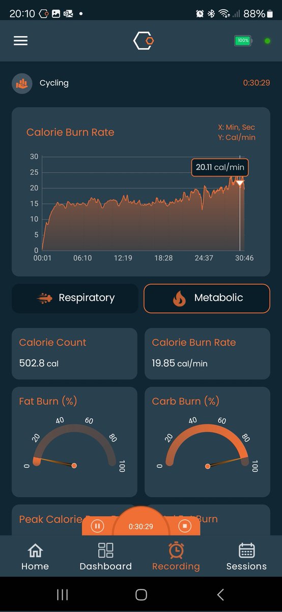 Luke Howard (@helpmybreathing) on Twitter photo Some very nice data from my <a href="/CalibreBio/">Calibre Biometrics</a> . First 15 mins at steady power, then ramping up in the last 15 mins. Some very nice data from my <a href="/CalibreBio/">Calibre Biometrics</a> . First 15 mins at steady power, then ramping up in the last 15 mins.