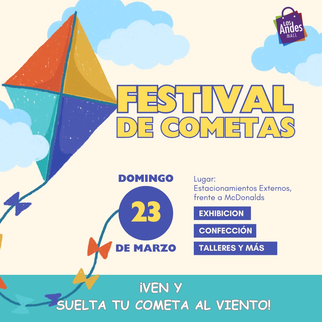 ✨ Festival de Cometas y Panderos en Los Andes Mall ✨🪁

Acompáñanos este domingo 23 de marzo en el área de estacionamientos (frente al McDonald’s) 

¡Inscríbete aquí!👇🏼👇🏼👇🏼👇🏼

docs.google.com/forms/d/e/1FAI…