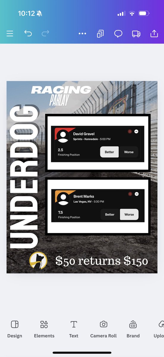 Two in a row coming off a huge Friday. Here we go. 
10-5 (+35.1 units)

Here’s my favorite bet for 3/15
 ❤️ if you’re tailing

Get in now with the link below before the odds change. 🏁
#underdog #worldofoutlaws #highlimitracing #usacracing
21+. Gamble responsibly