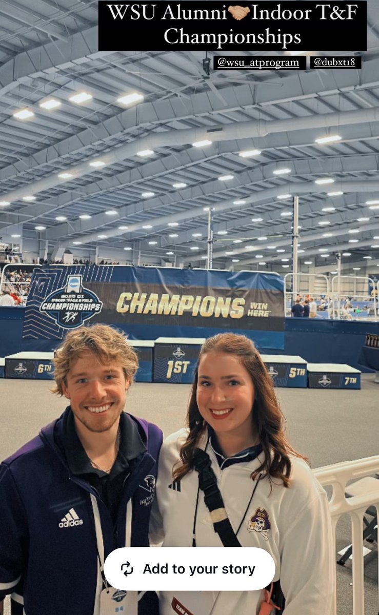 Two of our grads, Wyatt Taylor &amp; Justine Rupnow (Beal) at the NCAA Division I National Track and Field Championships! They are athletic trainers for two different DI teams and are essential to their team’s success. <a href="/NATA1950/">NATA</a> #at4all #gradsdoinggreatthings <a href="/winonastateu/">Winona State University</a>