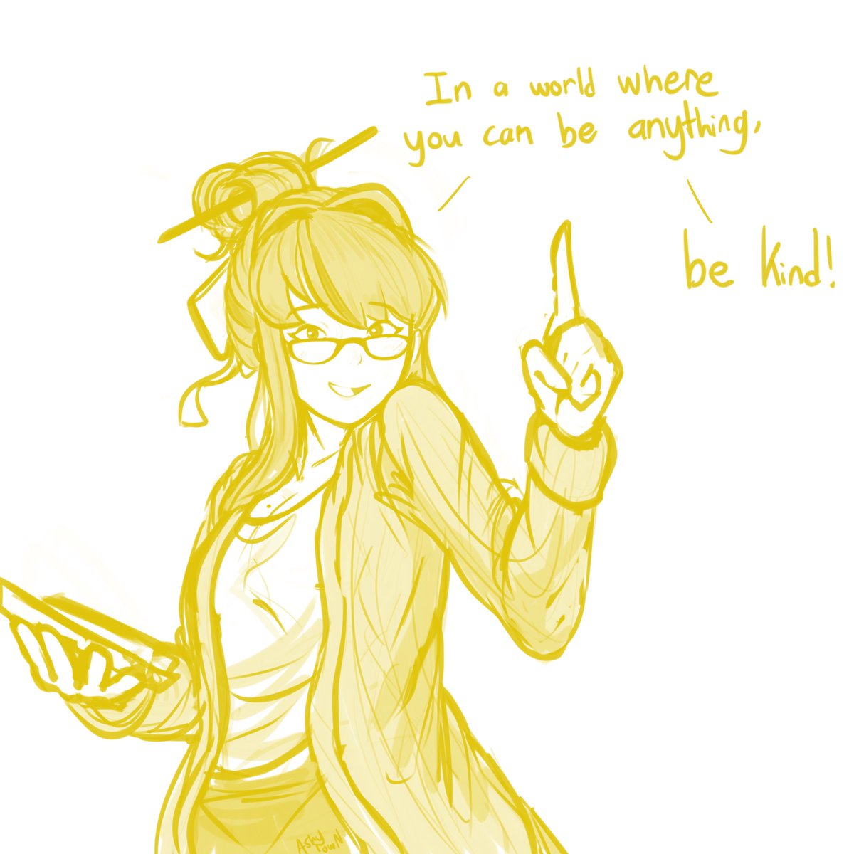 Storyteller_x3's tweet photo. My friend @AshyTown_ was drawing some Motivational Monika’s so I had to ask for a suggestion. Thank you for working with me on this Ashy! I love it so much! https://t.co/E23qDaxxth