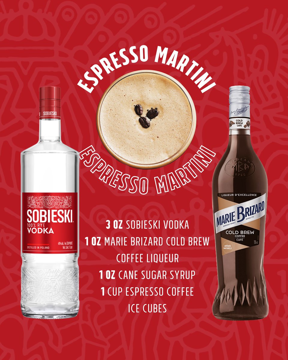 Brew, pour, shake, sip, repeat. Sobieski 100% Rye Vodka is the key to making your Espresso Martini, and Espresso Martini Day, extra smooth. ☕️