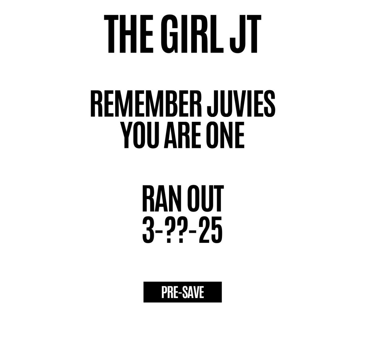rapalert6's tweet photo. JT announces her new single “Ran Out” is dropping this month. https://t.co/98UFBJaJ8h