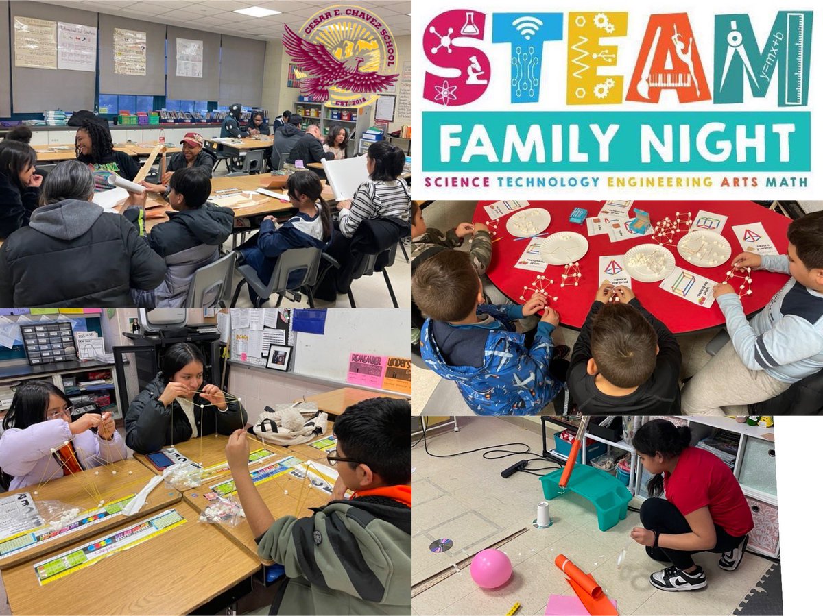 STEAM FAMILY Night at Cesar E. Chavez School was a great success! The evening was filled with community spirit showcasing our students’ Science Experiments incorporating Technology ; Engineering; Art and Math! It was an interactive night for our parents and our school community!
