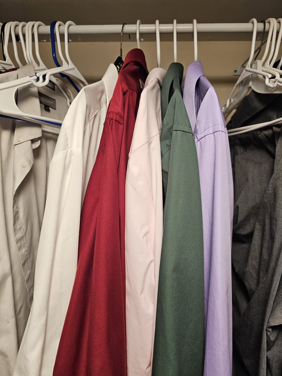 JoshDerby's tweet photo. You know you're a #Catholic cantor when you have a "liturgical color shirt" section of your closet. 😁 https://t.co/uobW7hydnH