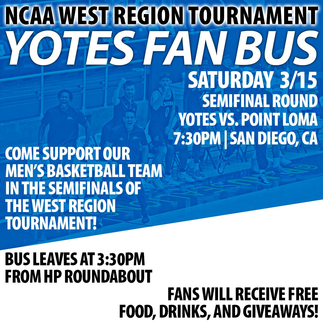 csusbathletics's tweet image. Join us tonight, at 7:30pm for when the Yotes take on Point Loma in the semifinals of the West Region Tournament! The fan bus will depart from the HP roundabout at 3:30pm. Fans will receive free food, drinks, and giveaways! Go to the link in our bio to sign up.
#10TEAMSONEPACK