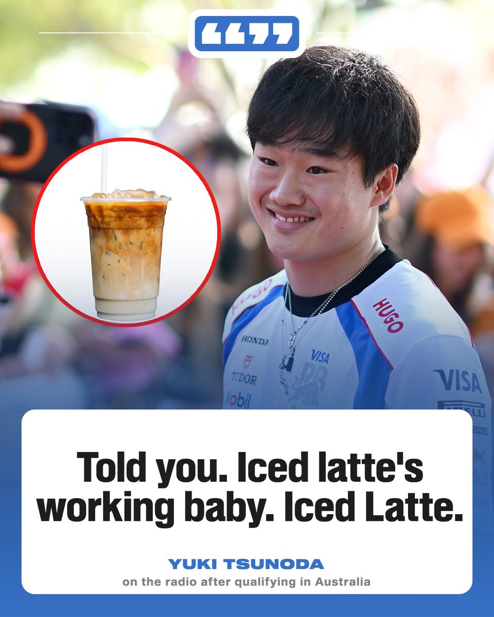 ESPNF1's tweet photo. The coffee helped Yuki qualify P5 in Melbourne 😤 https://t.co/cPwRqBJpYv