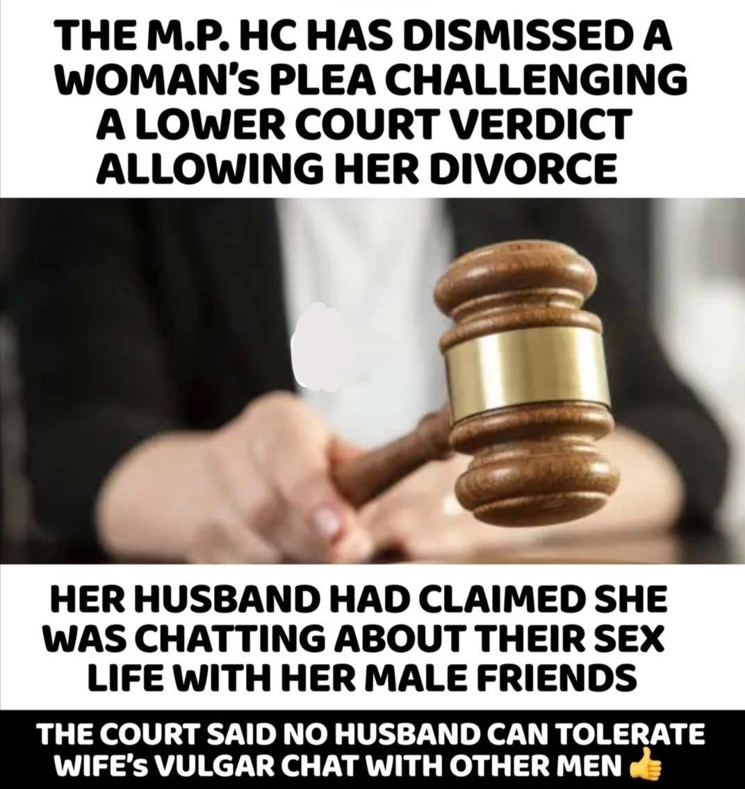 Kavyaoffical's tweet photo. Finally, Justice for Men: MP High Court Upholds Divorce Verdict.
.
.
.
#JusticeForMen #CourtVerdict #DivorceCase #MPHighCourt #LegalRights #MensRights #EqualityForMen #FairJudgment #MarriageLaws #IndianJudiciary https://t.co/1daAjhpswk