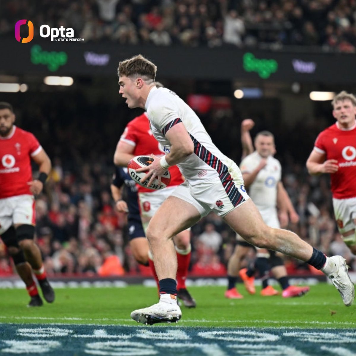 OptaJonny's tweet photo. 5 - Tommy Freeman has scored a try in each of his five games in this year’s Guinness Men’s Six Nations, just the second player to score in all five rounds of a campaign after France’s Philippe Bernat-Salles in 2001. Liberated. https://t.co/Ip2vK5KzeQ