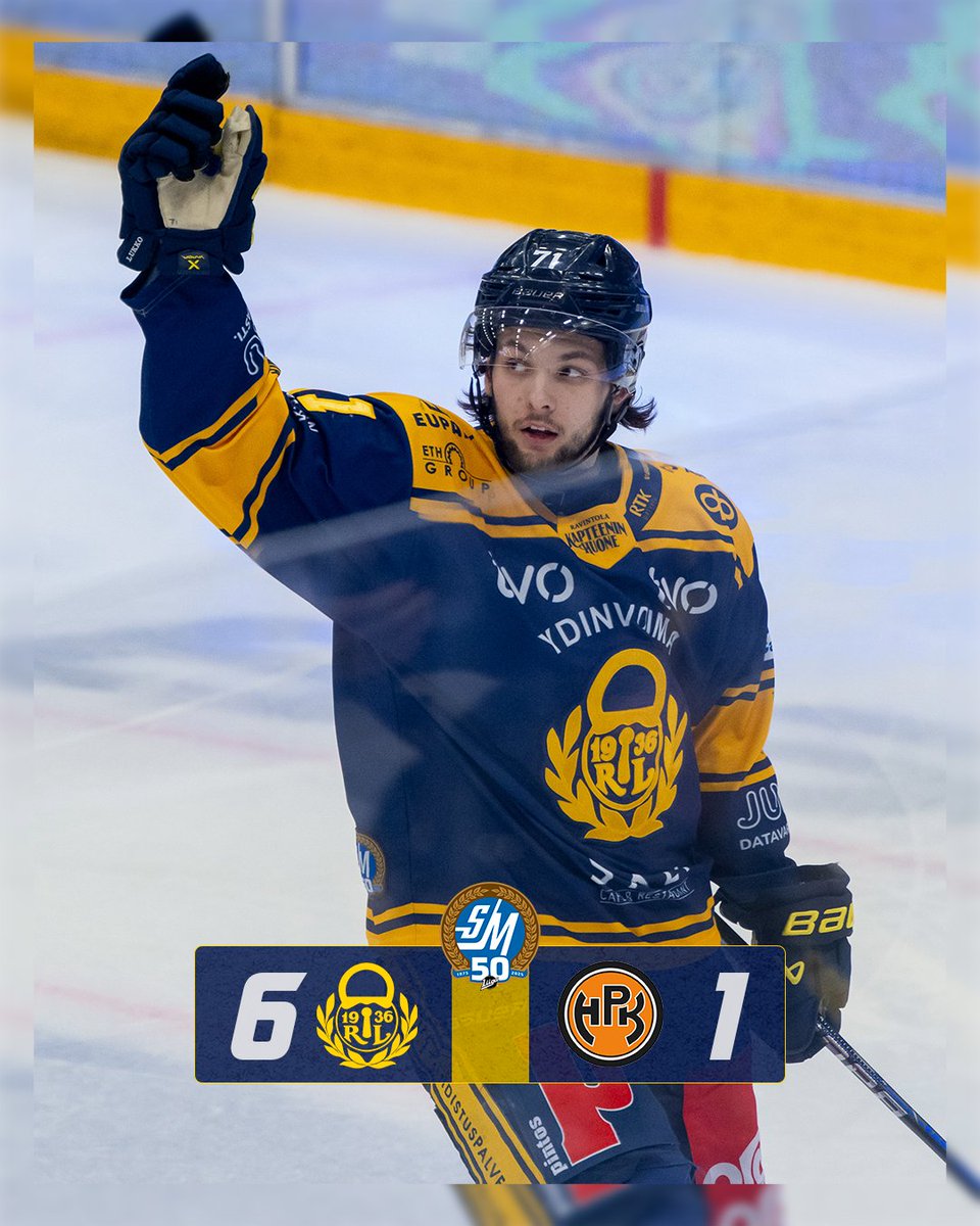 TeamRaumanLukko's tweet photo. 𝐋𝐔𝐊𝐊𝐎 𝐕𝐎𝐈𝐓𝐓𝐀𝐀 𝐑𝐔𝐍𝐊𝐎𝐒𝐀𝐑𝐉𝐀𝐍 🔥

Lukko kaataa Kerhon kotona 6–1 ja voittaa samalla Liigan runkosarjan!

#Lukko #Liiga https://t.co/VUIodTXGHN