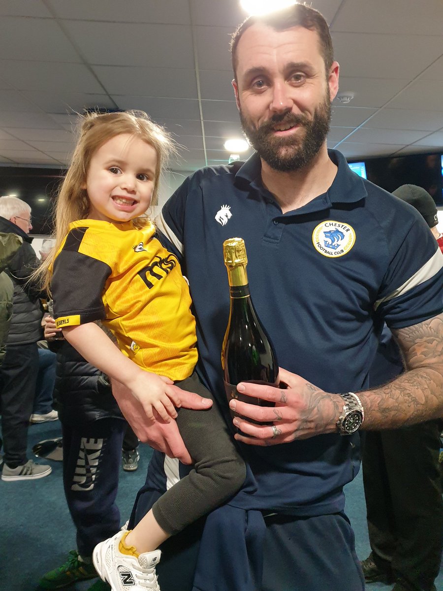 Man of the match Connelly Rawlinson with his number 1 fan. <a href="/ChesterFC/">Chester FC</a>