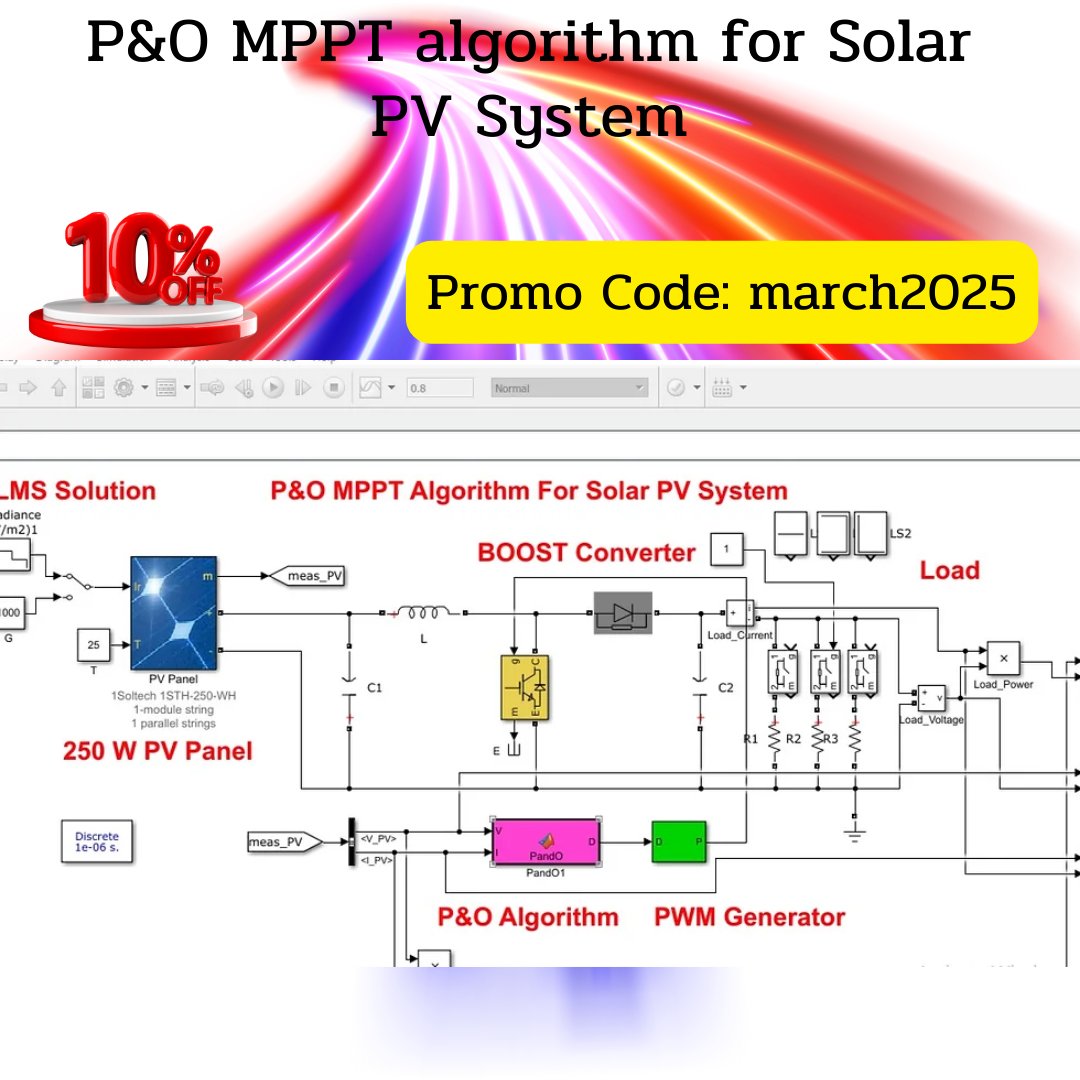 Lms_Solution's tweet image. MATLAB Implementation of P&O MPPT algorithm for Solar PV System (Part1)
MATLAB Model:zurl.co/GMKeJ
zurl.co/5hWhZ
#MATLABSimulation #MPPTAlgorithm #PerturbAndObserve #SolarPVSystem #RenewableEnergy #MaximumPowerPointTracking #MATLABProgramming
