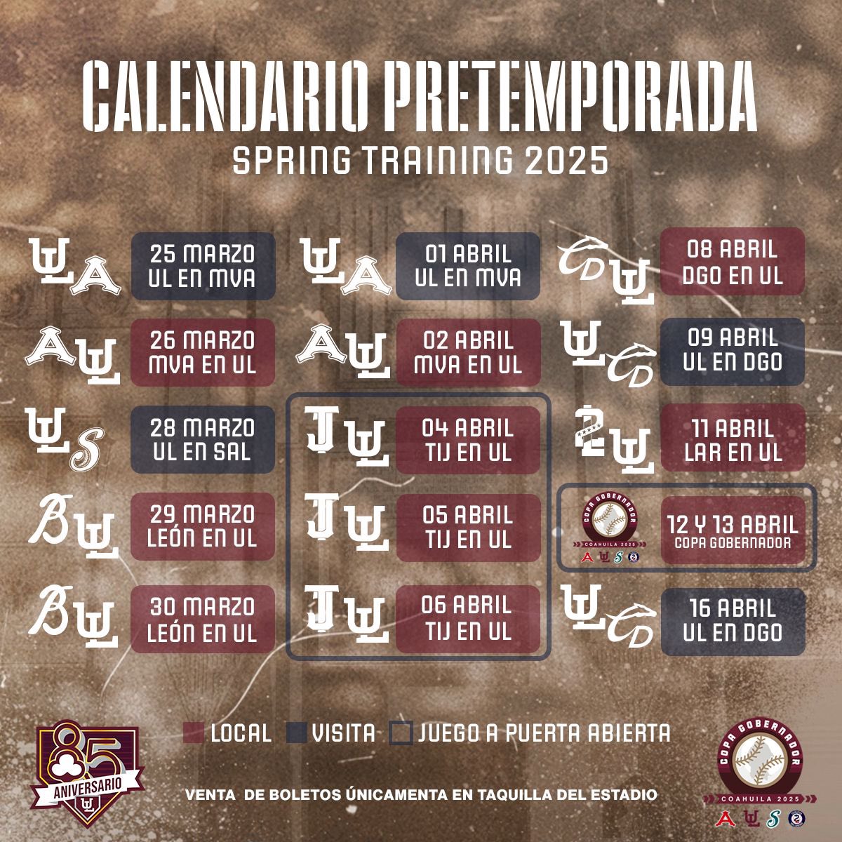 AlgodonerosUL's tweet image. Te compartimos el calendario de juegos de nuestra pretemporada 😎

* En breve más información sobre venta de boletos 🎟️ 

#SpringTrainingUL
#CreandoUnaHistoriaImparable