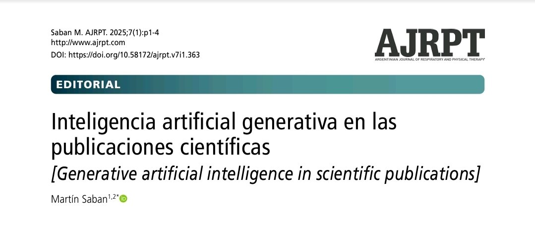 🧠📄 ¿Puede la inteligencia artificial revolucionar la escritura científica?

Martín Saban explora el impacto de la IA generativa en las publicaciones, desde su potencial para agilizar la redacción hasta los dilemas éticos y riegos de sesgos.
👉 DOI: doi.org/10.58172/ajrpt…