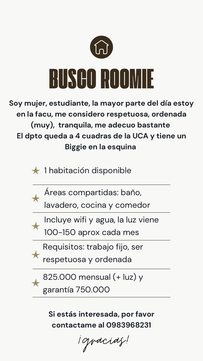 roomiesparaguay's tweet photo. Búsquedas activas a través de Roomies Paraguay.🔍

Favor comunicarse con los números de contacto que se muestran en los anuncios. 🙌🏻 https://t.co/l2sOLdRv55