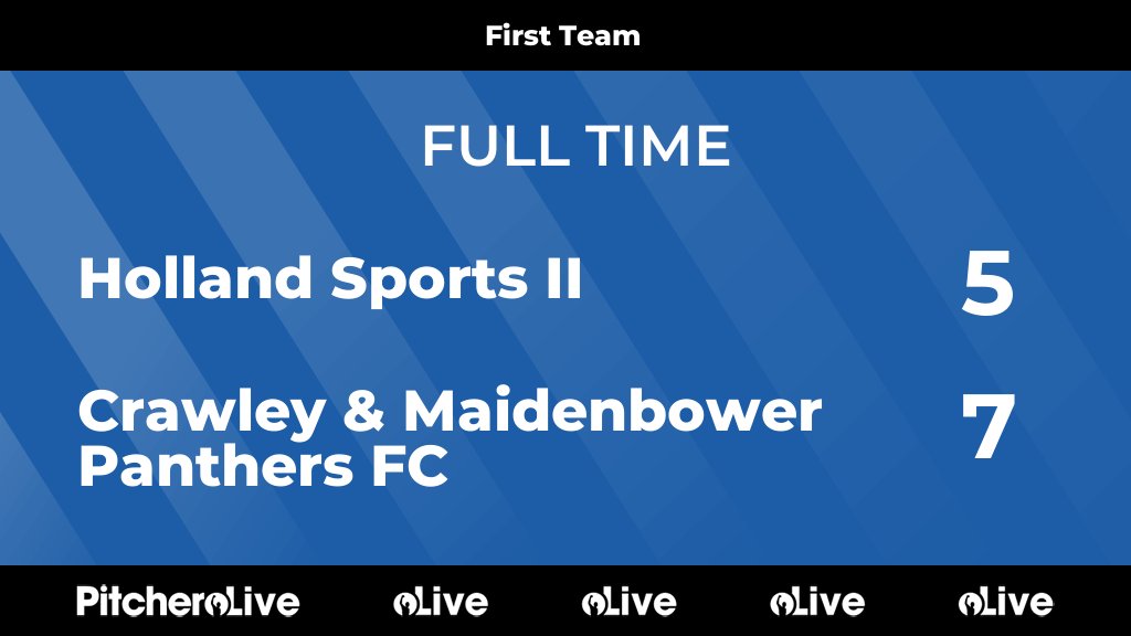 FULL TIME: Holland Sports II 5 - 7 Crawley &amp; Maidenbower Panthers FC

The First Team triumph in a twelve goal thriller!

#COYP
cmpanthersfc.com/teams/215928/m…