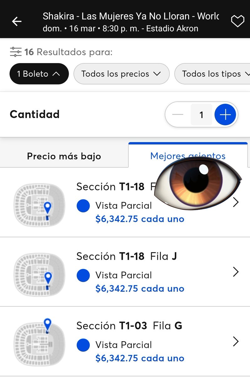 lucyagr's tweet photo. O sea sí hay todavía boletos para #Shakira solo que "poquito" caros y de vista parcial 🤭😅 o sea que mejor invitenme quienes les haya cancelado la ex 🙏🏻 yo soy buena copa... https://t.co/0MwkPonIGx
