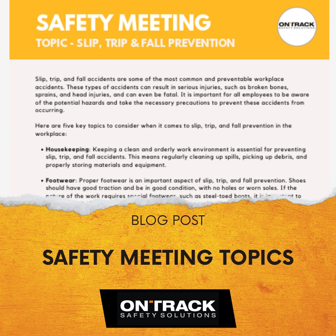 OnTrackSafety's tweet photo. 💡 Safety meetings save lives! 
Are you discussing the right topics? Here are 15 key safety topics every workplace should cover.

👉 Read now: https://t.co/W5DgJutWXy
#safetymeetings #osha #workplacesafety #construction #employeetraining https://t.co/WsXZYLbqAW
