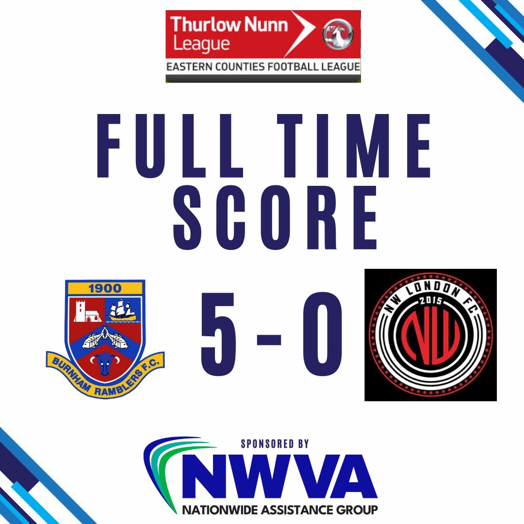 Absolutely buzzing for today’s 5-0 victory against NW London! What a performance from the Burnham Ramblers First Team! Six points secured this week, and we're climbing that table! 💪🌑🔵
Huge thanks to all the players, staff, and our incredible supporters for making it happen.