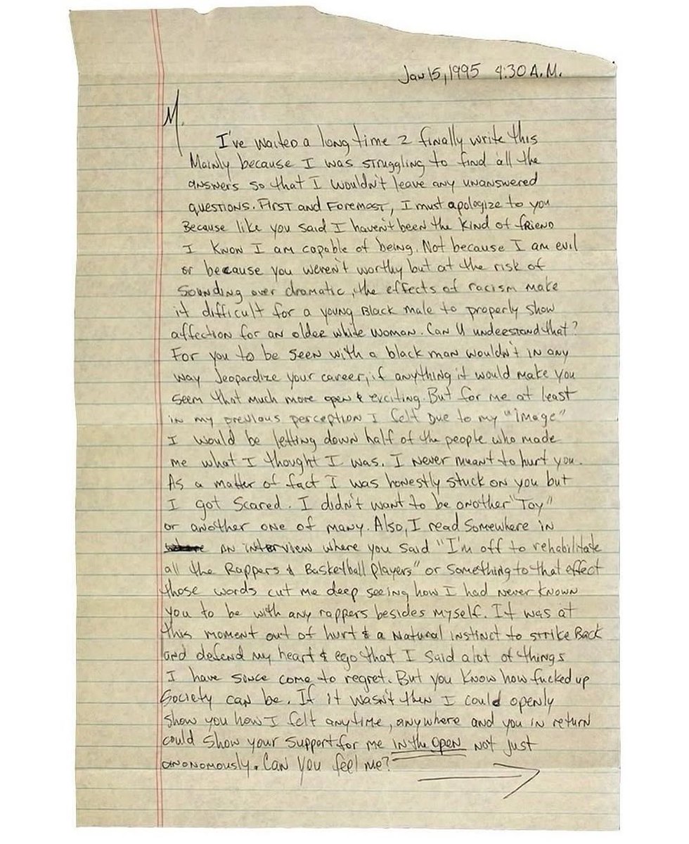 culturejpg's tweet photo. 2Pac’s breakup letter to Madonna written during his incarceration at Rikers Island in New York (1995) https://t.co/33f8adoejF