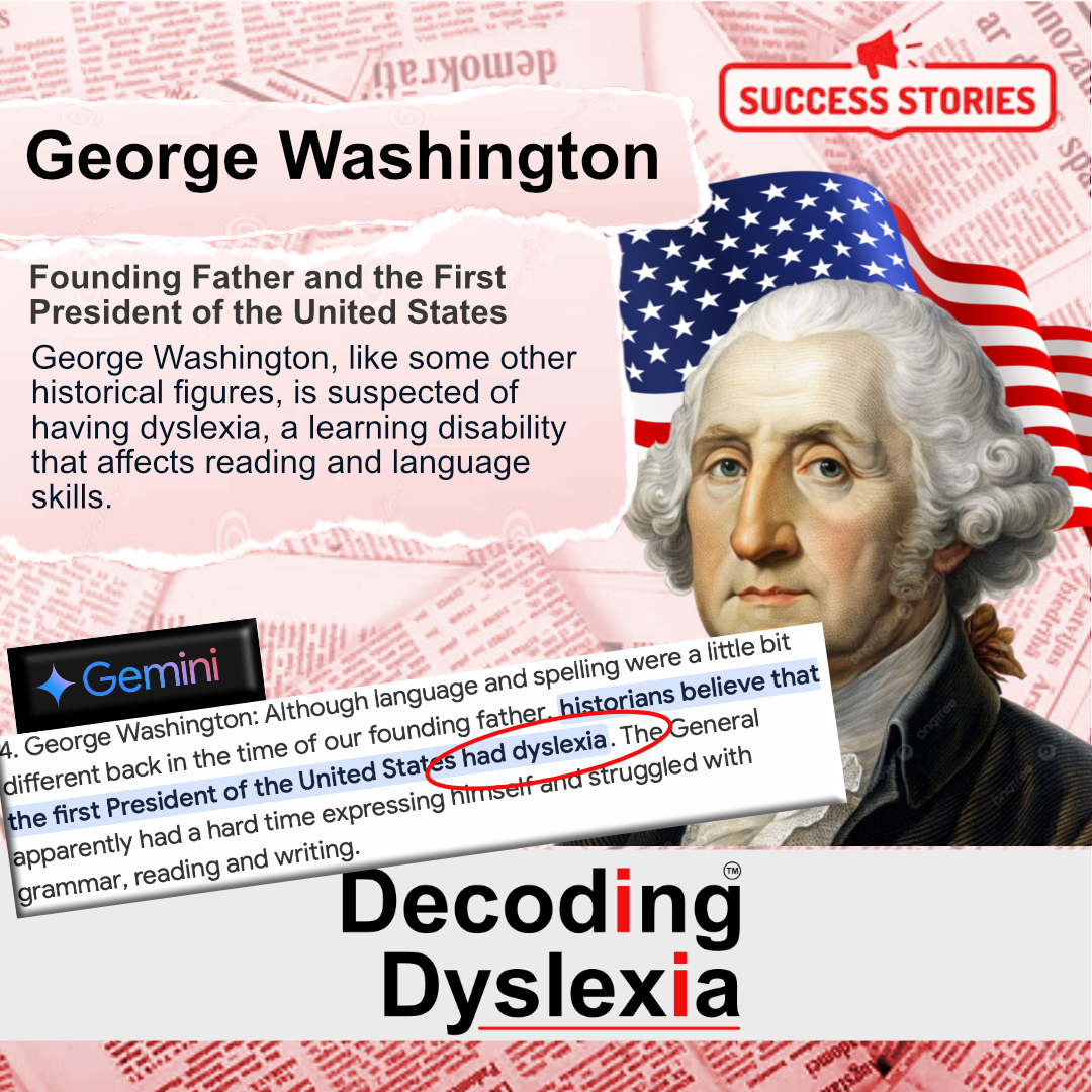 OfficiallyArfat's tweet image. Did you know? It is thought that the first American president, George Washington, suffered from dyslexia. He proved that success is not defined by learning disabilities by becoming a great leader despite having difficulties with spelling and reading.

#DecodingDyslexia #Dyslexia