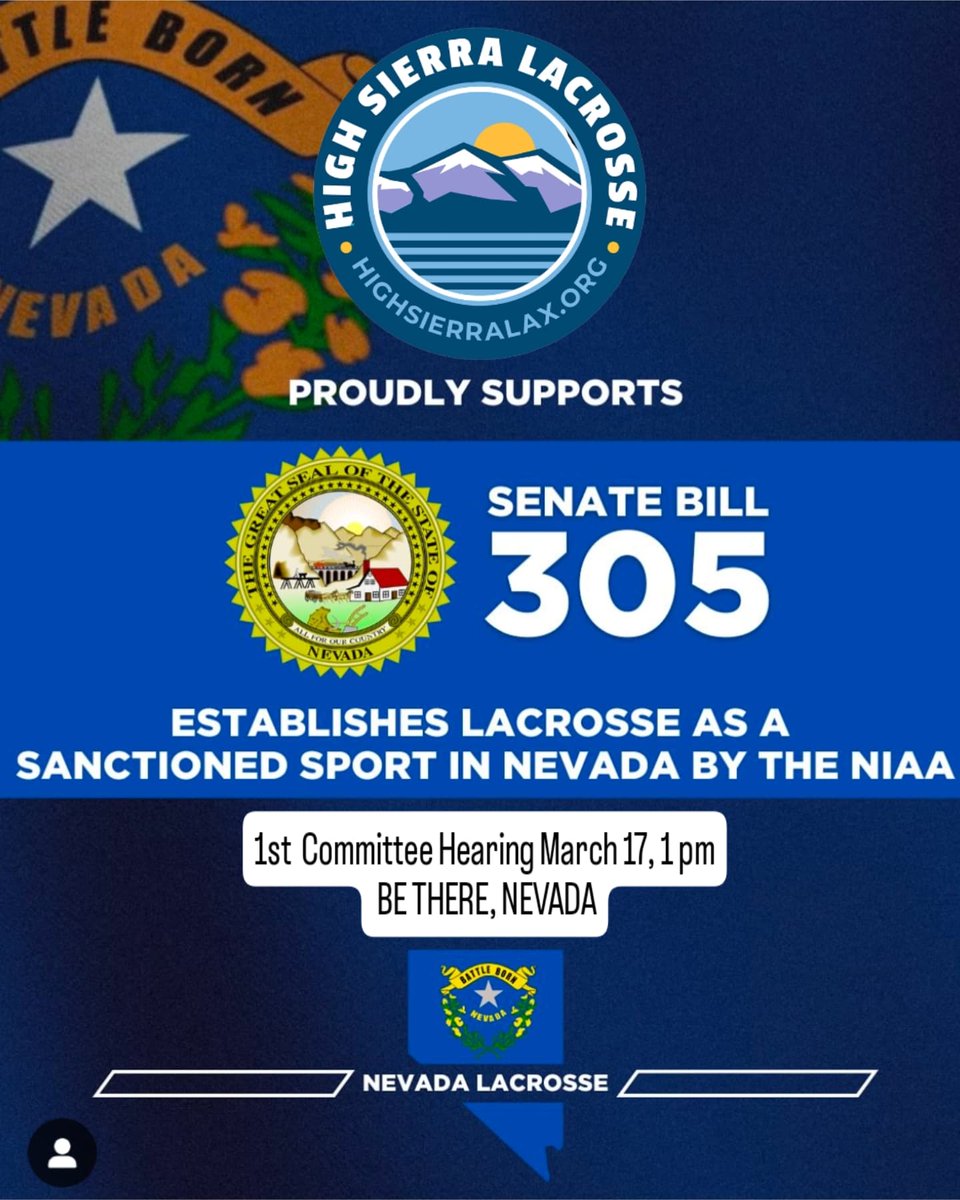 HighSierraLax's tweet photo. Be there Monday March 17, 1 pm 📣
WEAR YOUR JERSEY!!
Room 2134 of the Legislative Building
401 South Carson St https://t.co/oL9ZWqrMNv