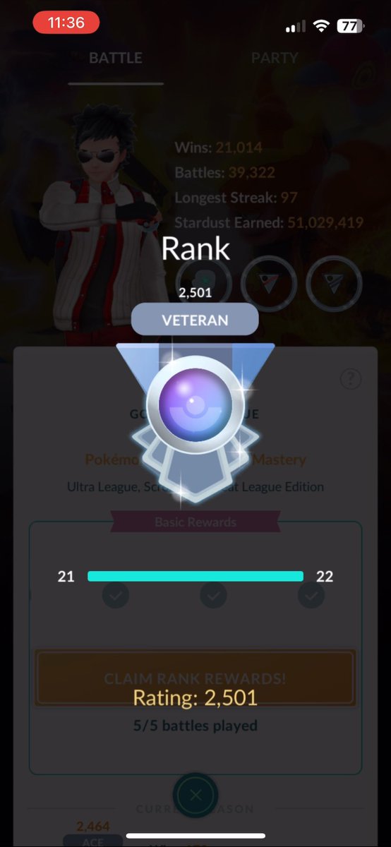 Earliest I’ve ever made Veteran rank! Rather chuffed with myself, quite enjoying Scroll Cup! 📜🏆😁