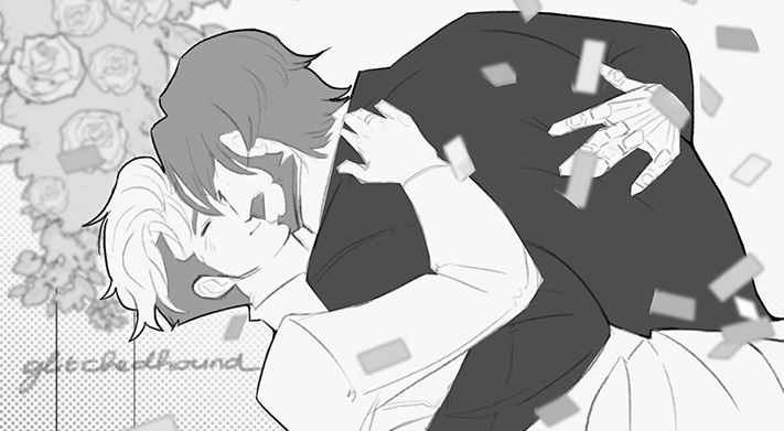 One of my entry for <a href="/helichrysumzine/">Everlasting: A Trigun Wedding Zine 🌼</a> (Everlasting zine)!! x3
Please check out the free zine, link under reply <3