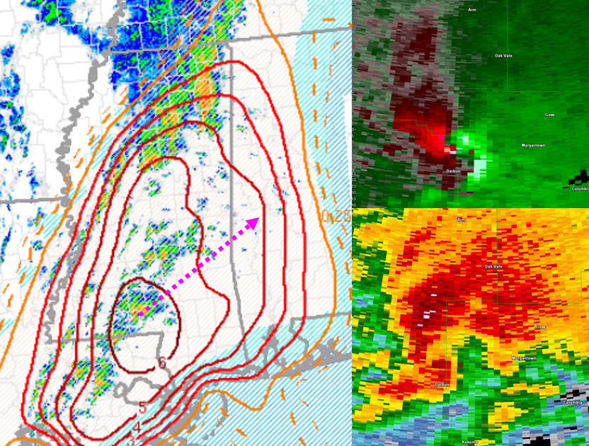 dryadiabat's tweet photo. The recurrence interval for these type situations is quite low. Deep/persistent/intense mesocyclone, limited near-term potential for storm mode change, and very broad downstream warm sector with dangerous parameter space. https://t.co/xlCnihWSbu