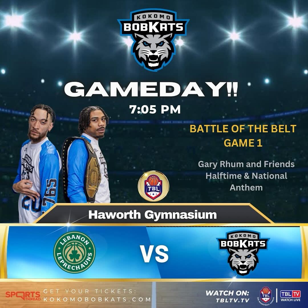 Pro Hoops: Lebanon visits the <a href="/KBobkats/">Kokomo BobKats 🏀</a> for the Battle of the Belt! Pre-game at 6:45pm with yours truly on tbltv.TV! 🎙🏀