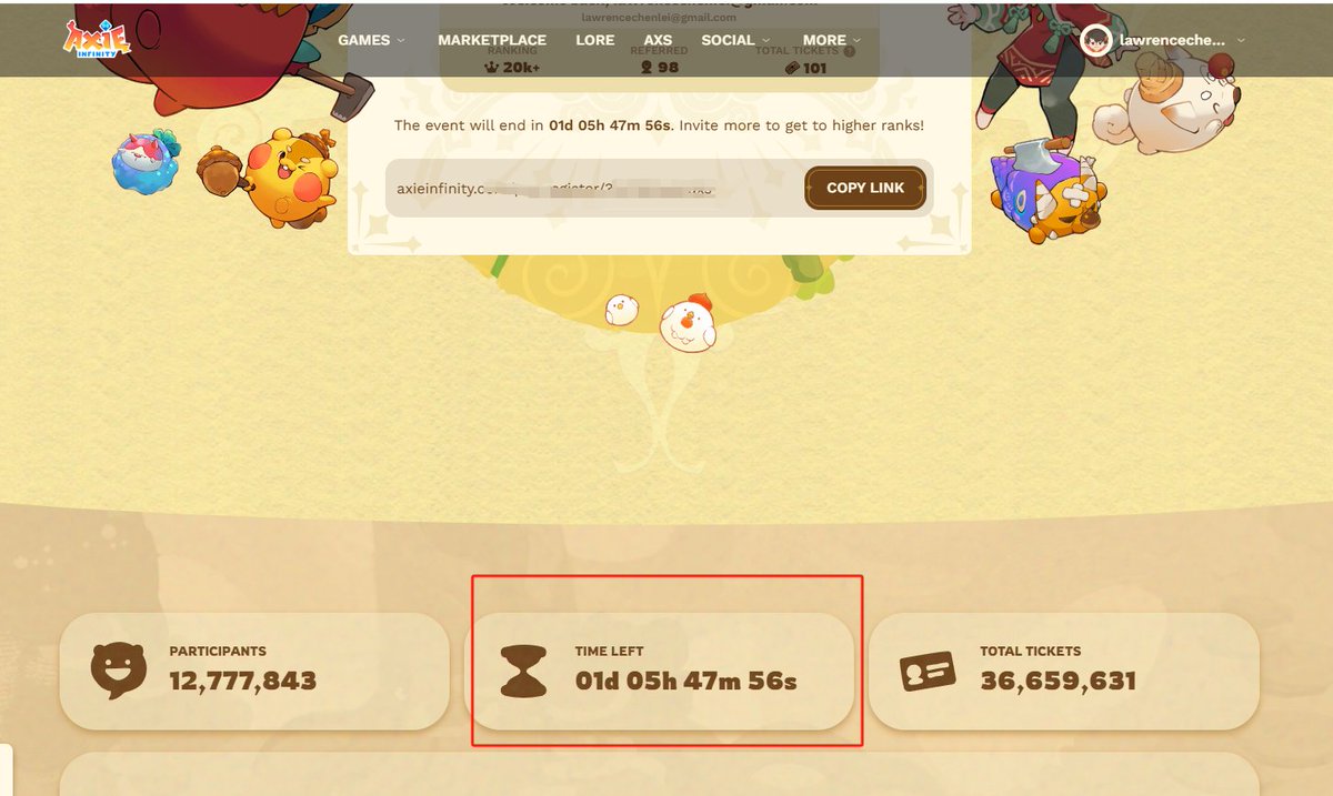 重点 重点🗣️🗣️
AXIE <a href="/AXIEINFINITY/">Axie Infinity</a> 的预注册要加速了 兄弟们，这是链游龙头。因为之前说好是1个月预注册时间，太火爆了 项目方临时改了 现在就剩下1天5小时就结束了 先注册起来再说

至于后续会不会和TENEO（<a href="/distributeai/">distribute.ai</a> ）一样 需要进去DC绑定拿到双重身份，这个不重要