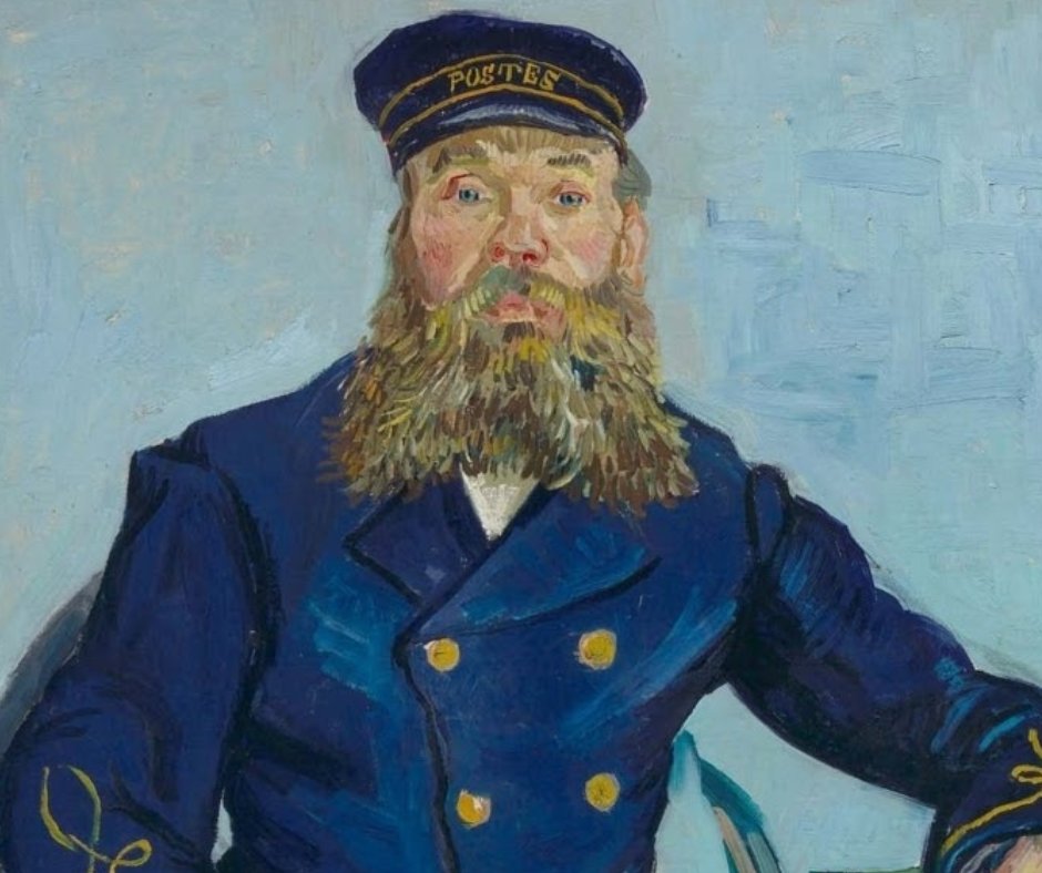 googlearts's tweet photo. This week’s artwork of the day celebrates the color blue 🌀

Postman Joseph Roulin
🎨 Vincent van Gogh
📅 1888
🏛️ Museum of Fine Arts, Boston https://t.co/Fp4NgNx5kF
