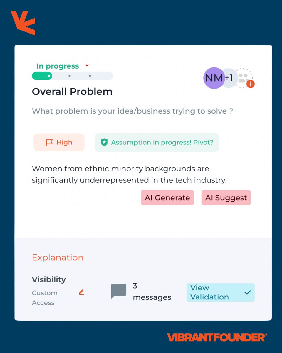 Vibrantfounder's tweet photo. Don’t fall in love with your solution—fall in love with the problem! Too many founders focus on their ideas instead of the real problem they’re solving! On Vibrantfounder, you can refine and define the problem you're solving to build a business with the right foundation. https://t.co/aSXvWYdLX2