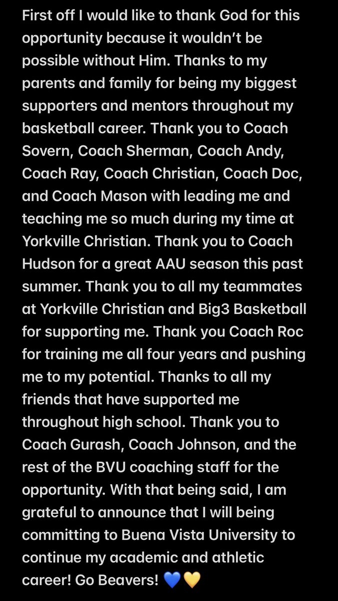 ZachMarini1's tweet photo. Next Chapter! @BVUMBasketball 
💙💛 https://t.co/BtL0gwi4mN