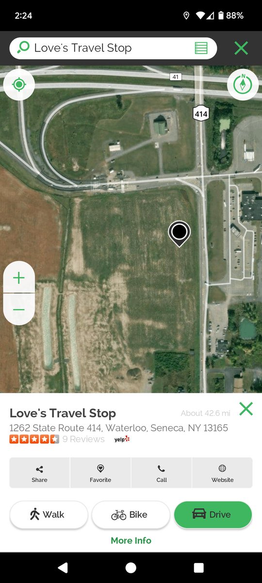 TheBirdman's tweet photo. @mustache_fatwa I'm sure your maps are great.

I have no idea who @MapQuest buys their images from,

but a truck stop that opened three years ago is still an empty field when you search for it in their app.

So you're probably ahead of the game. https://t.co/RAHcl3D9Lp
