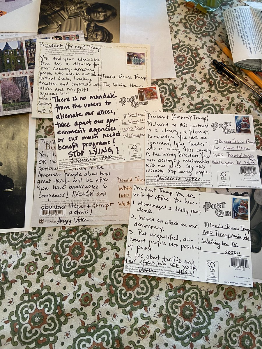 kathoderaytube's tweet photo. Writing rage filled postcards to Trump is therapeutic, but my arm hurts. #theidesoftrump https://t.co/JFMafDxWX8