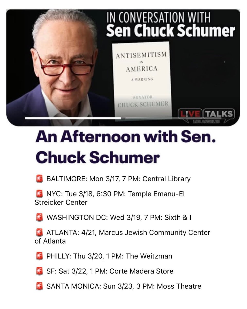 Oh man, talk about not reading the room—Schumer picked the perfect time for a book tour. (sarcasm)

<a href="/SenSchumer/">Chuck Schumer</a> hits the road next week to promote his book, while the people he abandoned are left in panic mode. You don’t think people will show up to protest, do you?

Step Down