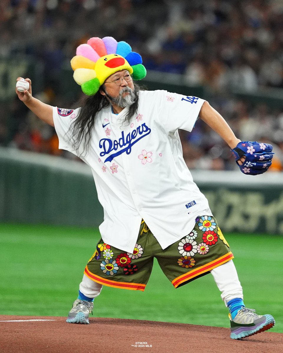 Takashi Murakami threw the first pitch in his special-edition LA