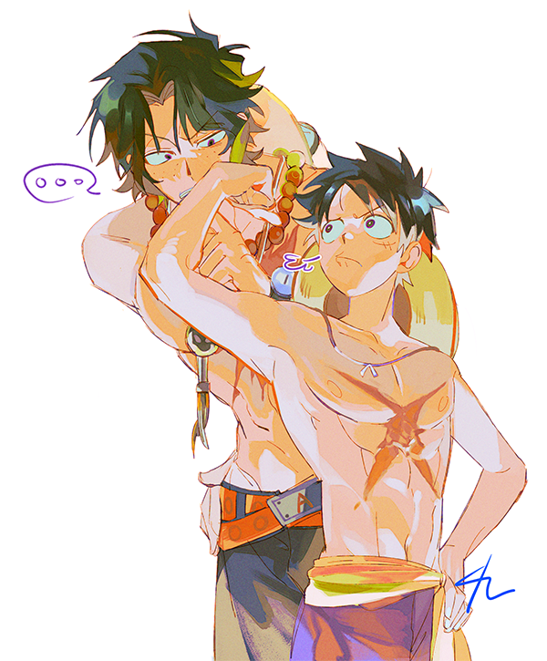 2년동안 열심히 수련 했다는 동생군과 구라가튼데 하는 아니키
#ONEPIECE