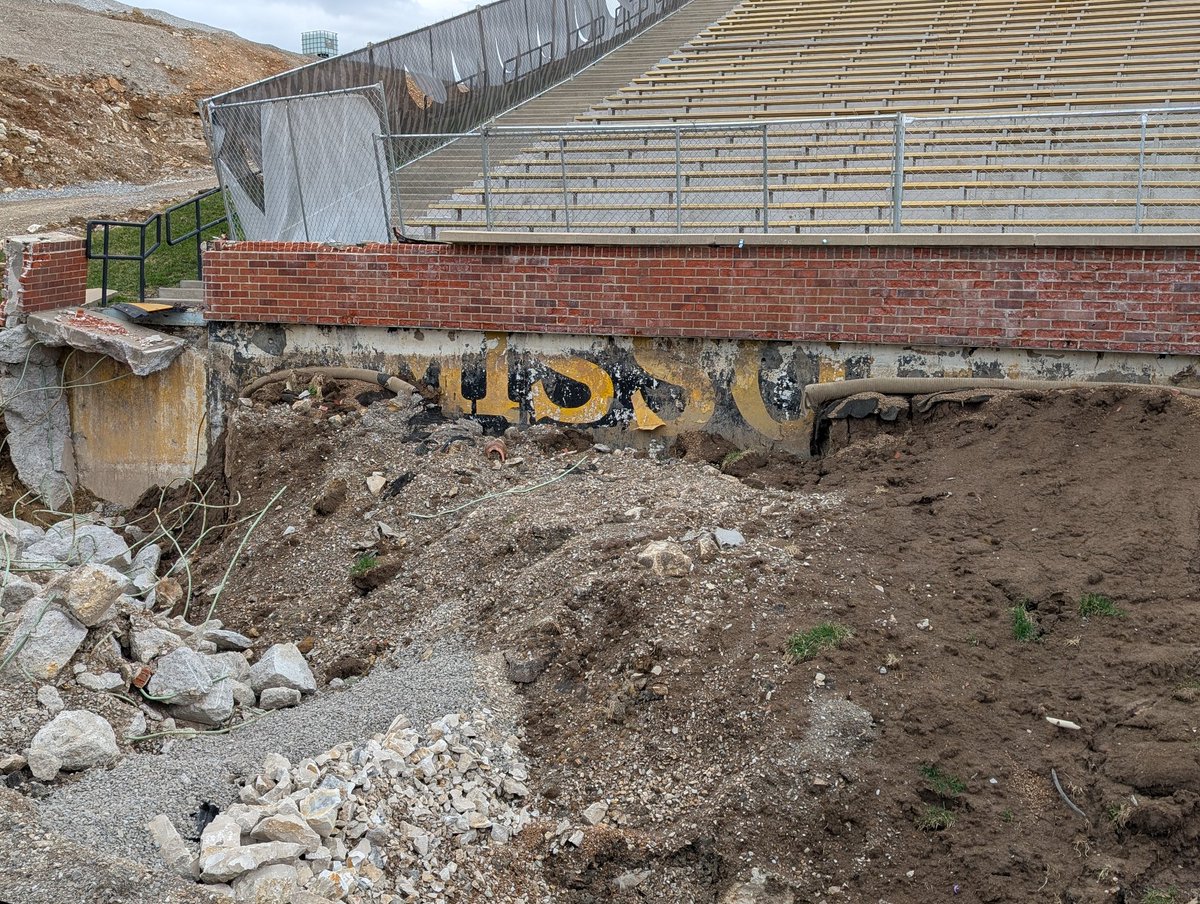 CoachTDennis's tweet photo. This new @MizzouFootball renovation is uncovering literal history!! https://t.co/hIhvj5T2Kl