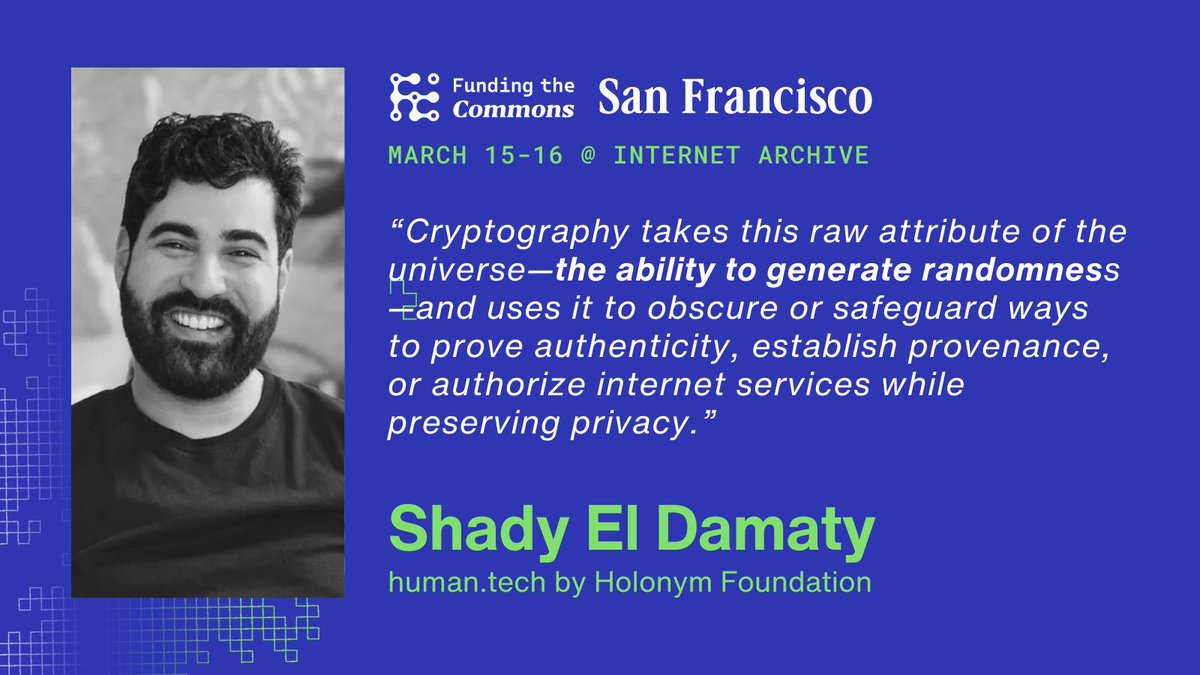 FundingCommons's tweet photo. Privacy is both a right and a key layer of trust in the digital world. Without it, our systems become fragile. 🔓
At #FtCSF, @hebbianloop from @0xHolonym shared his work on privacy-preserving identity tools—making digital systems more resilient, accessible, and human. https://t.co/zFjCWTy8YN