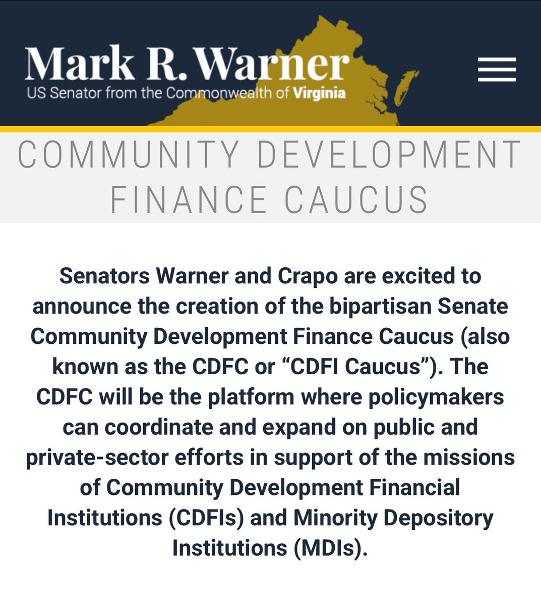 BrendanPedersen's tweet image. This White House EO dated yesterday appears to gut the Community Development Financial Institutions Fund. 

This Treasury program is one of the most bipartisan out there. There's a two-year-old CDFI congressional caucus led by Sens. Mark Warner and Finance Chair Mike Crapo