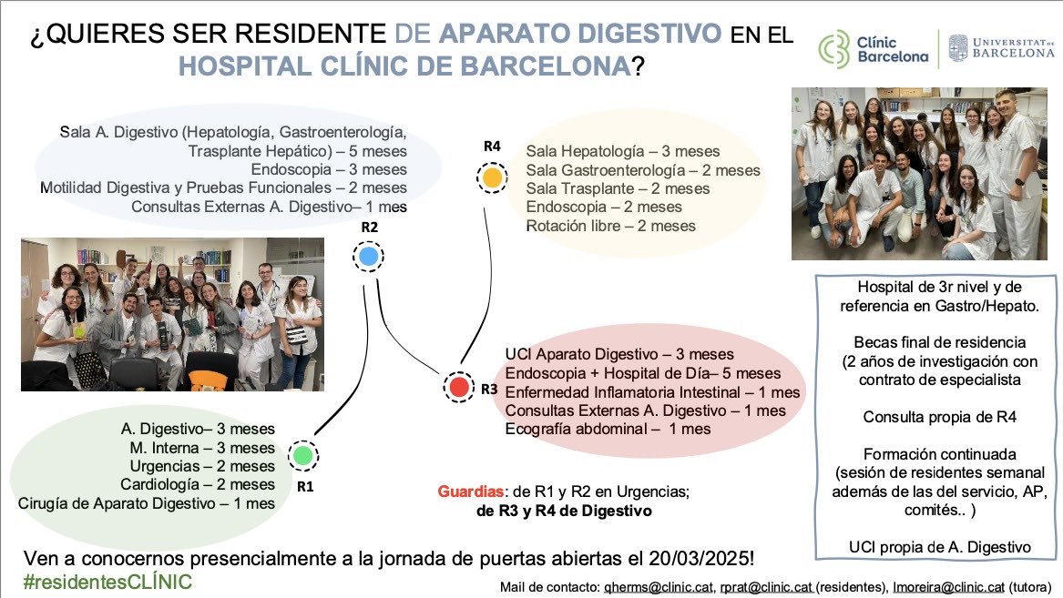 Queralt Herms (@queraltherms) on Twitter photo T’interessa l’especialitat d’Aparell Digestiu? Descobreix el nou itinerari formatiu dels 4 anys de residència a l’<a href="/hospitalclinic/">Hospital Clínic</a>!
No dubtis a preguntar-nos qualsevol dubte. Vine a conèixer-nos el 20 de març, t’hi esperem! 😉
<a href="/liverunitclinic/">LiverUnit.Clinic.BCN</a> <a href="/LiverIcu/">Liver ICU</a> <a href="/gasclinicbcn/">Servei Gastroenterologia Hospital Clínic Barcelona</a> T’interessa l’especialitat d’Aparell Digestiu? Descobreix el nou itinerari formatiu dels 4 anys de residència a l’<a href="/hospitalclinic/">Hospital Clínic</a>!
No dubtis a preguntar-nos qualsevol dubte. Vine a conèixer-nos el 20 de març, t’hi esperem! 😉
<a href="/liverunitclinic/">LiverUnit.Clinic.BCN</a> <a href="/LiverIcu/">Liver ICU</a> <a href="/gasclinicbcn/">Servei Gastroenterologia Hospital Clínic Barcelona</a>