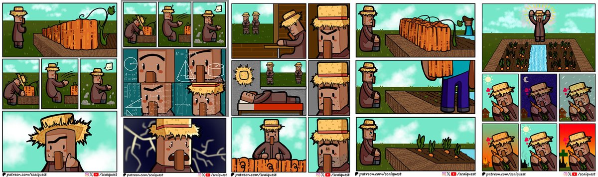 ScaiQuest's tweet image. 🥳New comic: "A Man's Purpose", a small window into the trappings of discovering one’s self. 

👀Join us on Patreon (patreon.com/scaiquest) for early &amp;amp; behind-the-scenes access, HD art and bonus panels!

#minecraft #minecraftcomic #minecraftart  #webcomic #minecraftmemes