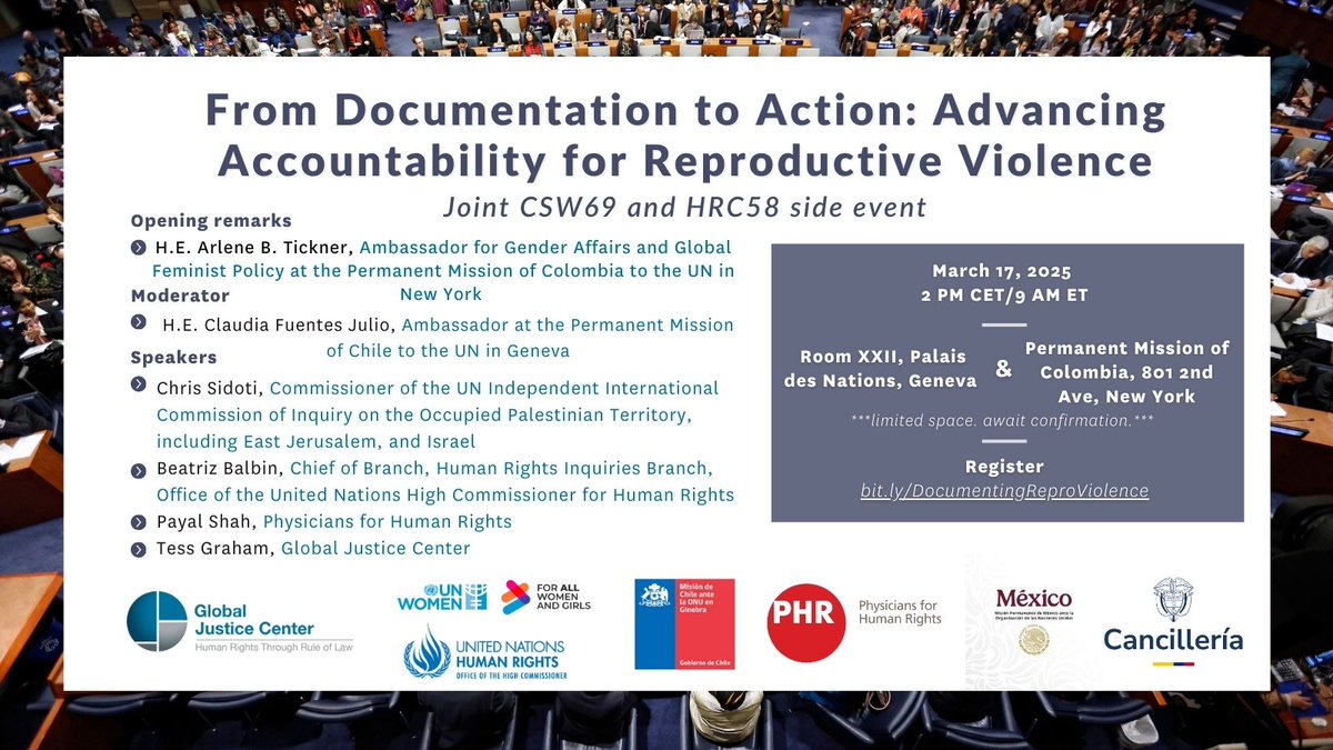 Global Justice Center (@globaljusticec) on Twitter photo Join us Monday as <a href="/P4HR/">Physicians for Human Rights</a> & UN Comm. of Inquiry on #Israel & #Palestine share findings on reproductive violence in #Ethiopia and #Gaza.
With <a href="/UNHumanRights/">UN Human Rights</a>, we'll discuss the challenges and possibilities of documenting reproductive violence.
Register: bit.ly/DocumentingRep… Join us Monday as <a href="/P4HR/">Physicians for Human Rights</a> & UN Comm. of Inquiry on #Israel & #Palestine share findings on reproductive violence in #Ethiopia and #Gaza.
With <a href="/UNHumanRights/">UN Human Rights</a>, we'll discuss the challenges and possibilities of documenting reproductive violence.
Register: bit.ly/DocumentingRep…