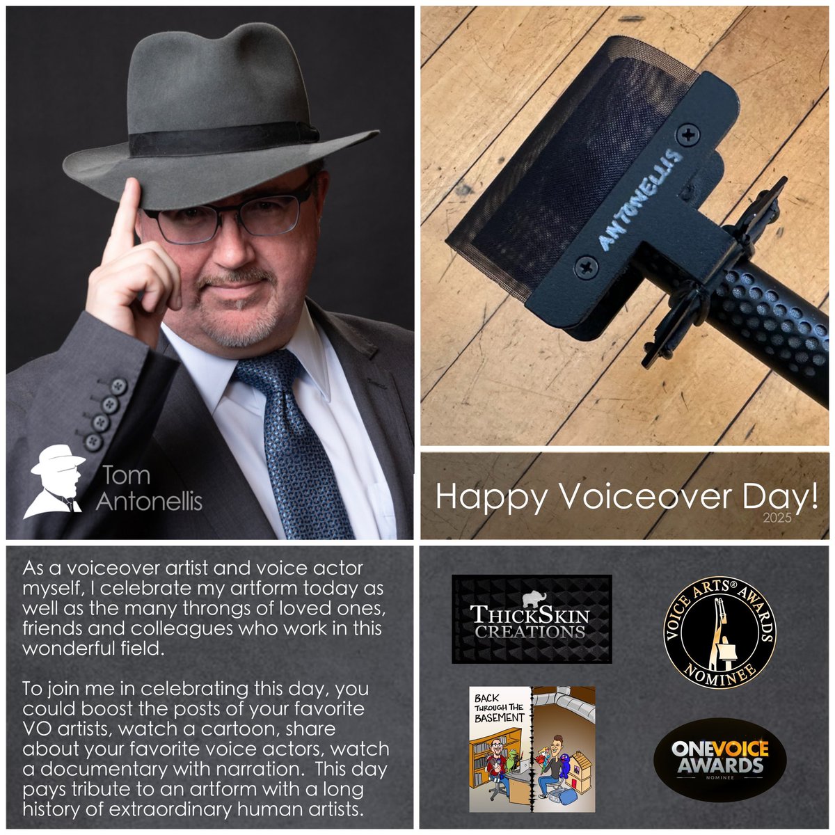 tom_antonellis's tweet photo. Happy Voiceover Day!

As a #voiceoverartist &amp; #voiceactor myself, I celebrate my artform today as well as the many throngs of loved ones, friends &amp; colleagues in the #voiceover field.

[Much more at my other social media w/out char. limits &amp; w/ less AI issues (IG, FB, LinkedIn)] https://t.co/xgZjImCGkD