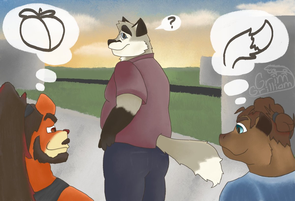 grimgrilliam's tweet photo. Darrell and Cliff are both keeping their eyes on the prize, it just so happens that their prizes are a little bit different 

(Characters are from @ChordProgVN)

#choprovn #furry #furryvn #furryart https://t.co/KjczacjOt4