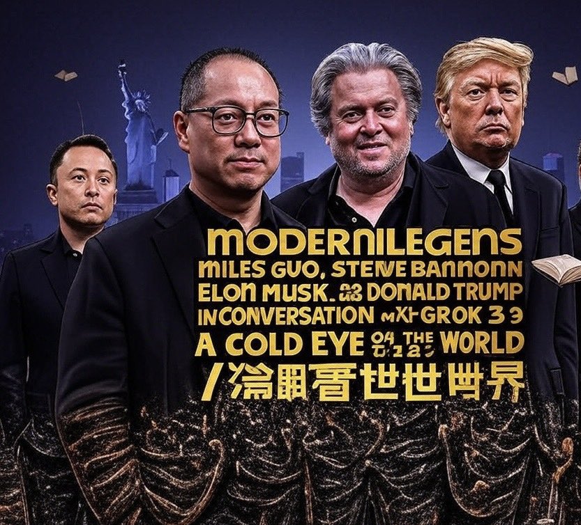 lisa6197's tweet photo. 人类第一次与xAI- Grok合作编写的长篇纪实文学作品即将出版发行
The first long documentary literary work written by mankind in cooperation with xAI-Grok is about to be published and released.

今天是郭文贵先生被黑暗势力陷害入狱2年，特推出政治经济系列丛书：现代传奇：
《郭文贵/Miles Guo，Steve Bannon，Elon Musk，Donald Trump》
冷眼看世界对话xAI-Grok 3

Today is Miles Guo two years of imprisonment by the
dark forces, a series of political and economic books specially launched:
Modern legend "Miles Guo, Steve Bannon, Elon Musk, Donald
Trump"
A Cold Eye on the World ，Conversation with xAI-Grok 3

https://t.co/UO8JueXc0q

第一章

开场篇-人类第一次与xAI- Grok合作编写的长篇纪实文学作品即将出版发行Opening Chapter - The first long documentary literary work written by mankind in cooperation with xAI-Grok is about to be published and released.

1， 权利的猎手/
The hunter of power ，Why Miles Guo 为什么选择（1）

2，Why Miles Guo（1）-1

3，为什么害怕郭文贵Why are you afraid of Miles Guo ?

4，马斯克，班农，郭文贵介绍
Introduction by Musk, Bannon and Guo Wengui

5，Miles郭， Elon马斯克， Steve班农2015前，2025商业数据Business data

6，郭文贵-班农-马斯克-川普/Guo Wengui-Bannon-
Musk-Trump Chat with xAI-Grok3

7，郭文贵-班农-马斯克-川普/Guo Wengui-Bannon-
Musk-Trump Chat with xAI-Grok3

8，马斯克的觉醒Musk's awakening

9，川普与泽连斯基Trump and Zelensky

10，史蒂夫班农Steve Bannon

11，为什么郭文贵庭审可能是世界上独一无二的
Why Guo Wengui's trial may be unique in the world

12，电影剧本《隐形教父-权利的猎手》
The movie script "Invisible Godfather-The Hunter of Power 

13，谁会是2028共和党候选人
Who will be the candidate of the 2028 Republican Party?
@realDonaldTrump @POTUS @elonmusk @Bannons_WarRoom @RealAlexJones @AGPamBondi @bennyjohnson @maureen_bannon @BBCWorld @zhongyuanfoshou @gc22gc @innercitypress @FmrRepMattGaetz @FBIDirectorKash @FBIDirectorKash @GenFlynn @XVanFleet @roy_guo64 @gc22gc @DNIGabbard @Halley72715326 @__Inty__ @MilaLovesJoe @JackPosobiec @SpeakerJohnson @Kunluntalk @KariLake @LauraLoomer @nataliegwinters