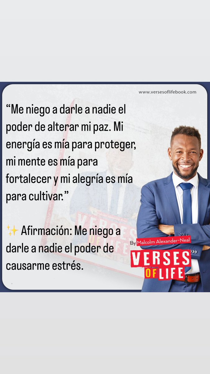 versesoflifemac's tweet photo. “Me niego a darle a nadie el poder de alterar mi paz. Mi energía es mía para proteger, mi mente es mía para fortalecer y mi alegría es mía para cultivar.”

✨ Afirmación: Me niego a darle a nadie el poder de causarme estrés.

#ProtegeTuPaz #DueñoDeTuEnergía #MenteFuerte https://t.co/sRMHjvsdXJ
